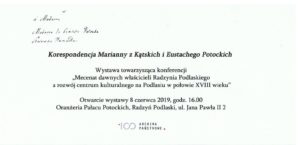 Wystawa "Korespondencja Marianny z Kątskich i E. Potockiego @ Galeria "Oranżeria", ROK