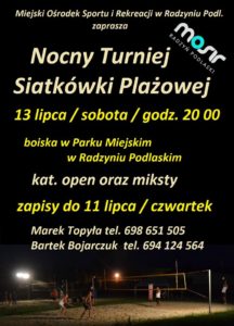 Nocny Turniej Siatkówki Plażowej @ Park miejski