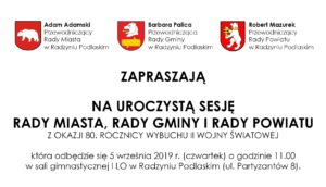 Uroczysta sesja Rady Powiatu, Miasta i Gminy Radzyń @ I LO, sala gimnastyczna