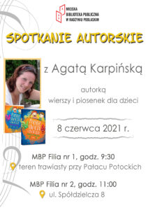Spotkanie autorskie z Agatą Karpińską @ Teren trawiasty przy pałacu Potockich