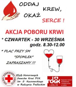 Zbiórka krwi @ Plac przy SM "Spomlek"