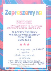 Piknik "Koniec lata" @ Olszewnica, plac przy świetlicy