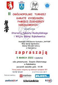 II Ogólnopolski Turniej Karate Kyokushin Pamięci Żołnierzy Wyklętych @ Sala gimnastyczna ZO w Kąkolewnicy
