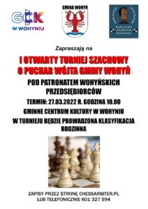 I Otwarty Turniej Szachowy o Puchar Wójta Gm. Wohyń @ Gminne Centrum Kultury w Wohyniu