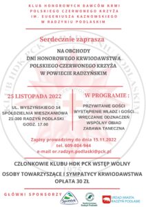 Dni Honorowego Krwiodawstwa PCK @ Spółdzielnia Mieszkaniowa, ul. Wyszyńskiego