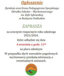 Początek roku szkolnego w SOSW @ Plac szkolny