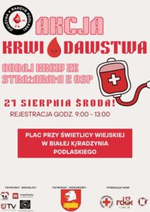 Zbiórka krwi @ Plac przy świetlicy wiejskiej w Białej k/ Radzynia