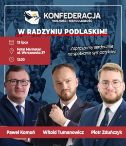 Spotkanie z posłem Witoldem Tumanowiczem (Konfederacja) @ Hotel Manhatan