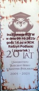 Inauguracja Radzyńskiego UTW @ Sala kina Oranżeria, ROK