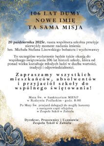 Nadanie imienia hm. M.S. Lisowskiego ZS w Zabielu @ Sanktuarium MBNP/ Zespół Szkół w Zabielu