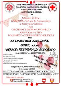 Jubileusz 50-lecia Klubu HDK PCK @ Restauracja Eldorado, ul. Bohaterów 61