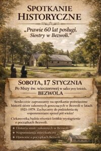 Spotkanie historyczne "Siostry w Bezwoli" @ Bezwola, sala przy kościele